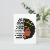 Gott sagt, ich bin schwarz Christlich Melanin Sist Postkarte (Stehend Vorderseite)