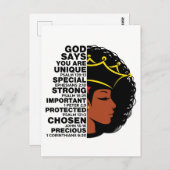 Gott sagt, ich bin schwarz Christlich Melanin Sist Postkarte (Vorne/Hinten)