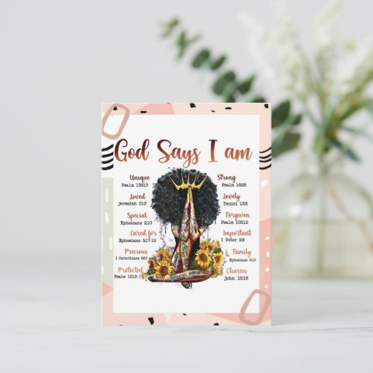 Gott sagt, ich bin schwarz Christlich Melanin Sist Postkarte (Stehend Vorderseite)