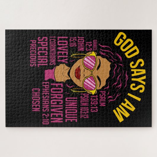 Gott sagt, ich bin schwarz Christlich Melanin Sist Puzzle (Horizontal)