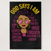 Gott sagt, ich bin schwarz Christlich Melanin Sist Puzzle (Vertikal)
