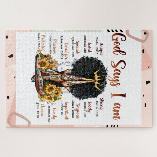 Gott sagt, ich bin schwarz Christlich Melanin Sist Puzzle (Horizontal)