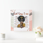 Gott sagt, ich bin schwarz Christlich Melanin Sist Quadratische Wanduhr (Zuhause)