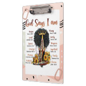 Gott sagt, ich bin schwarze Christliche Frauen Klemmbrett (Links)