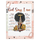 Gott sagt, ich bin schwarze Christliche Frauen Klemmbrett (Rückseite)