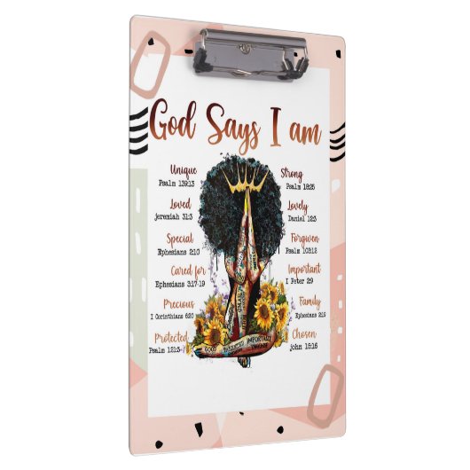 Gott sagt, ich bin schwarze Christliche Frauen Klemmbrett (Rechts)