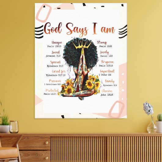 Gott sagt, ich bin schwarze Christliche Frauen Leinwanddruck (Insitu (Wohnzimmer))