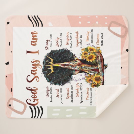 Gott sagt, ich bin schwarze Christliche Frauen Sherpadecke (Vorderseite (Horizontal))
