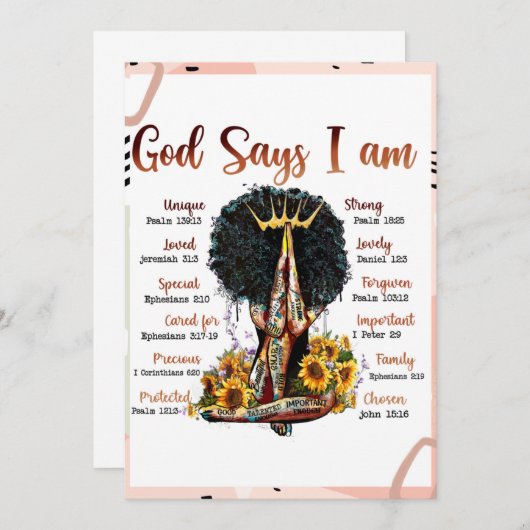 Gott sagt, ich bin schwarze Christliche Frauen Sis Einladung (Vorne/Hinten)