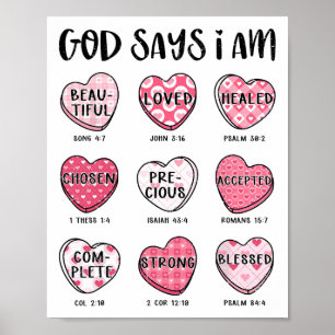 Gott sagt, ich bin Valentine Candy Christlich Reli Poster