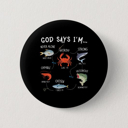 Gott sagt, ich fische Christliche Fisher Bible Ver Button (Vorderseite)
