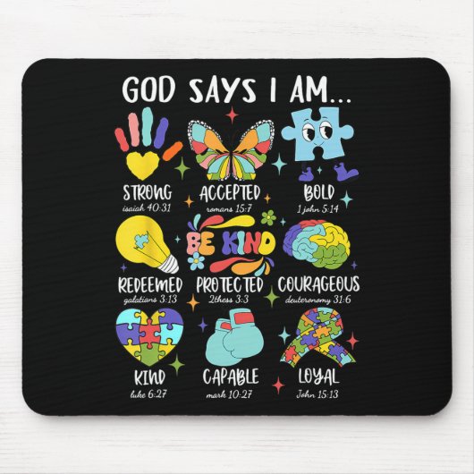 Gott sagt, ich sei ein netter Autismus Bewusstsein Mousepad (Vorne)