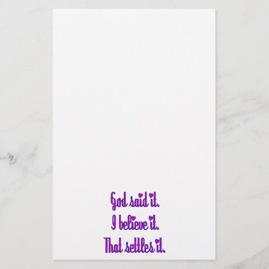Gott sagte es Lila mit Herz Briefpapier (Vorderseite)