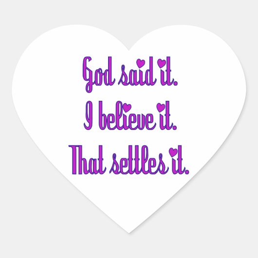 Gott sagte es Lila mit Herz Herz-Aufkleber (Vorderseite)