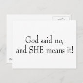 Gott sagte nein und sie meinte es postkarte (Vorne/Hinten)