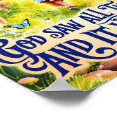 Gott sah alles, was er Christliches Kinderzimmer W Poster (Ecke)