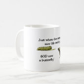 Gott sah eine schmetterlingsklassische Tasse (Vorderseite Links)