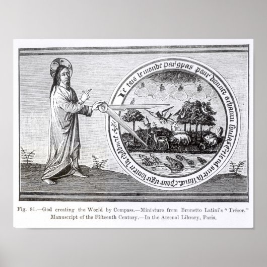 Gott schafft Welt durch Kompass Poster (Vorne)