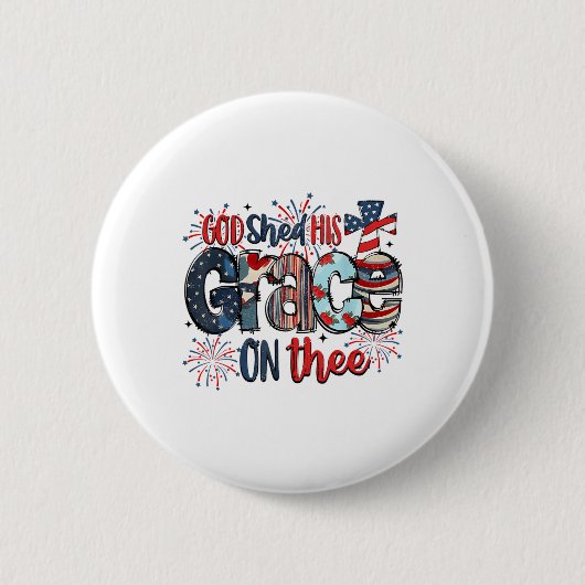 Gott schob seine Gnade am 4. Juli Groovy Patr Button (Vorderseite)