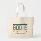 Gott schreibt noch immer Ihre Geschichte Christlic Jumbo Stoffbeutel (Vorne)