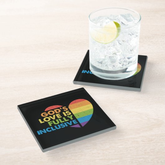 Gott Schwul Christlich Lgbt Glasuntersetzer (Schrägansicht)