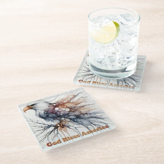 Gott segle America Eagle Glasuntersetzer (Schrägansicht)