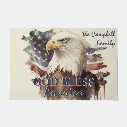 Gott segle America Patriotic Eagle Custom Family Fußmatte (Vorderseite)