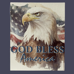 Gott segle America Patriotic Eagle Watercolor Puzzle