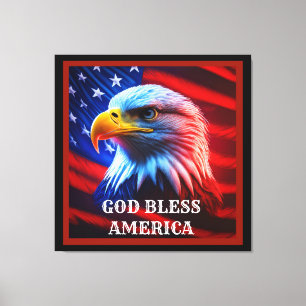 Gott segle Amerika US Flag Bald Eagle Leinwanddruck