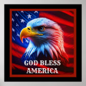 Gott segle Amerika US Flag Bald Eagle Poster (Vorne)