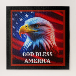 Gott segle Amerika US Flag Bald Eagle Puzzle
