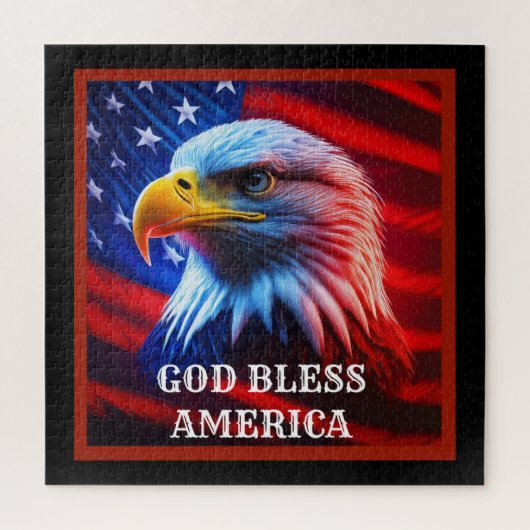 Gott segle Amerika US Flag Bald Eagle Puzzle (Vertikal)