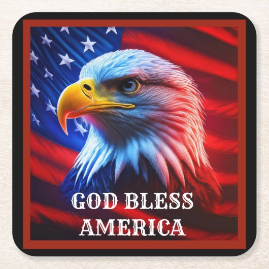 Gott segle Amerika US Flag Bald Eagle Rechteckiger Pappuntersetzer (Vorderseite)