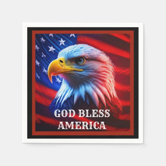 Gott segle Amerika US Flag Bald Eagle Serviette (Vorderseite)