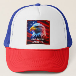 Gott segle Amerika US Flag Bald Eagle Truckerkappe