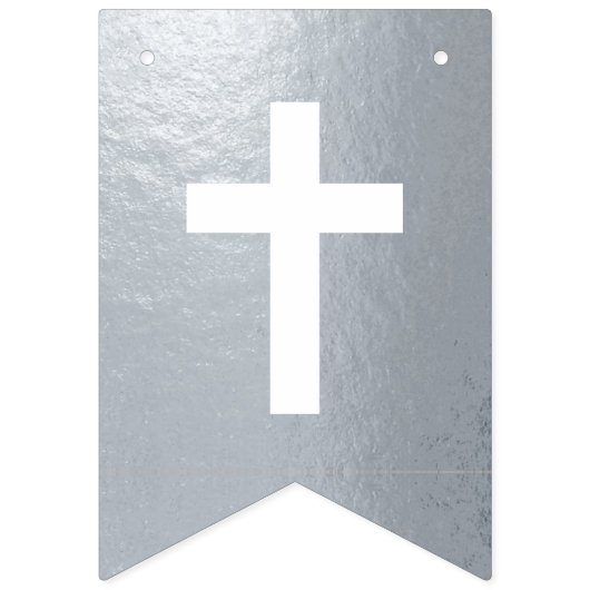 Gott segne 4 Briefe Name Silbertaufenkommunen Wimpelkette (Erste Fahne)