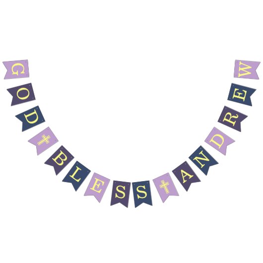 Gott segne 6 Briefe Lila Taufgemeinschaft der Mari Wimpelkette (Alle)