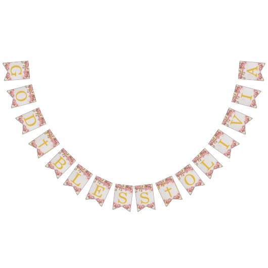 Gott segne 6 Briefe Rosa Orchideen Taufgemeinschaf Wimpelkette (Alle)