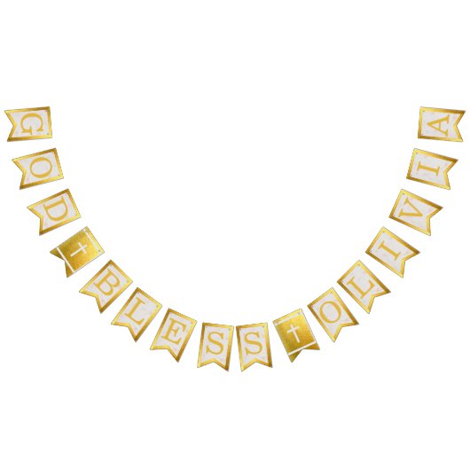 Gott segne 6 Buchstaben Gold Marmor Taufkommune Wimpelkette (Alle)