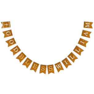 Gott segne 7 Buchstaben Name Gold Taufe Kommunion Wimpelkette