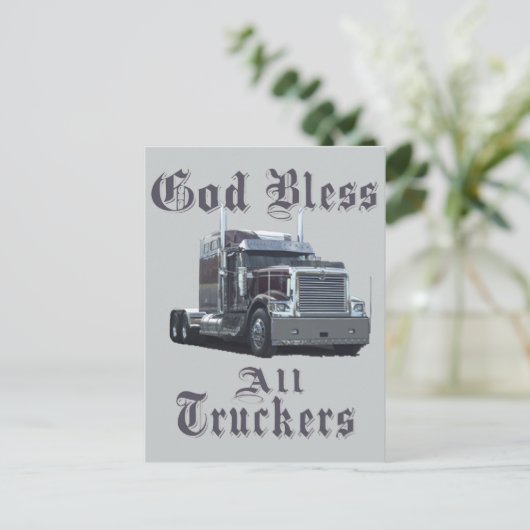 Gott segne alle Lastwagen Postkarte (Stehend Vorderseite)