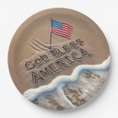 Gott segne America Beach Sign Pappteller (Vorderseite)