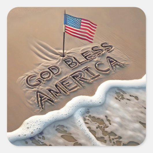 Gott segne America Beach Sign Quadratischer Aufkleber (Vorderseite)