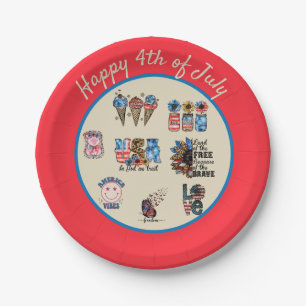 Gott segne America Patriotic Pappteller