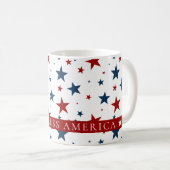 Gott segne America Red Blue USA Stars Pattern Kaffeetasse (VorderseiteRechts)