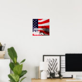 Gott segne America Square Poster - Flag/Man Prache (Heimbüro)