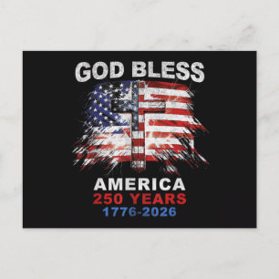 Gott segne Amerika 250 Jahre 1776-2026 Christliche Feiertagspostkarte