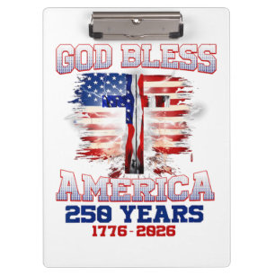 Gott segne Amerika 250 Jahre 1776 2026 Klemmbrett