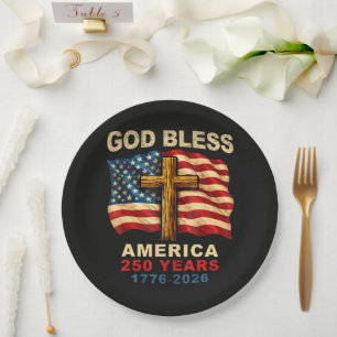 Gott segne Amerika 250 Jahre 1776-2026 Pappteller