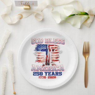 Gott segne Amerika 250 Jahre 1776 2026 Pappteller